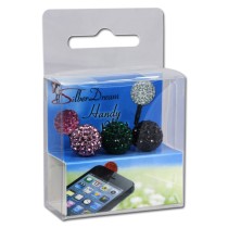 SilberDream Handystecker Shamballa 3 Glitzerkugeln flieder,grün,schwarz GST16