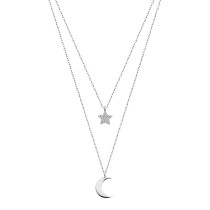 LOTUS Silver - Damen Halskette Mond Stern weiß aus 925 Silber JLP1680-1-4