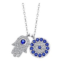 LOTUS Silver Halskette Fatimas Hand SILBER LP1969-1/1 blau Zirkonia JLP1969-1-1
