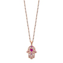 LOTUS Silver Halskette Hand der Fatima 925 Silber rosa weiß Mystic JLP1989-1-3
