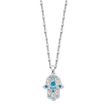 LOTUS Silver Halskette Hand der Fatima 925 Silber blau Mystic JLP1989-1-4