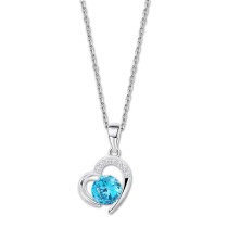 LOTUS Silver Halskette Herz 925 Silber blau Zirkonia Pure Essential JLP3106-1-3