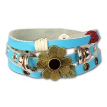 SilberDream Lederarmband türkis Blume Damen Leder Armband LA2913T