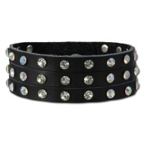 SilberDream Lederarmband schwarz CZ Damen Leder Armband LAC222S