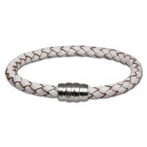 SilberDream Leder Armband weiß 20cm mit Edelstahl Verschluss LS1522