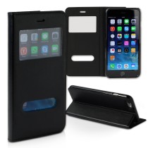 Handyhülle iPhone 6 6S schwarz Bookstyle Case Kunstleder DrachenLeder OME100S