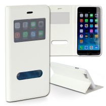 Handyhülle iPhone 6 Plus weiß Bookstyle Case Kunstleder DrachenLeder OME101K