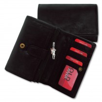 Geldbörse Großes Portemonnaie Querformat Leder schwarz Brieftasche OPD421S