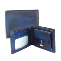 Florence Vintage Portemonnaie echtes Leder blau Brieftasche OPF100B