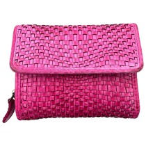 Florence Damen-Geldbörse fuchsia geflochten Echtleder OPF102P4