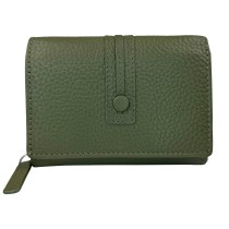Florence Damen-Portemonnaie dunkelgrün Echtleder Geldbörse OPF106G4