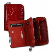 Jennifer Jones Geldbörse rot Leder Portemonnaie Croco RFID Schutz Mini OPJ109R
