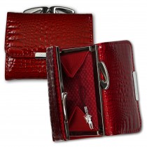 Jennifer Jones Geldbörse echtes Leder rot RFID Schutz Minibörse Croco OPJ119R