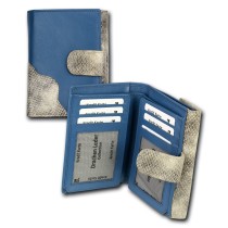 Portemonnaie Hochformat Leder blau, grau Damen DrachenLeder OPS700W