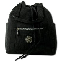 Bag Street Rucksack Crinkle Nylon schwarz trendiger Damen Handtasche ORJ202S