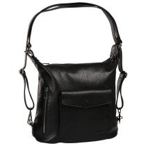 Toscanto Damen Schultertasche Cityrucksack Leder Tasche schwarz ORT103RS1