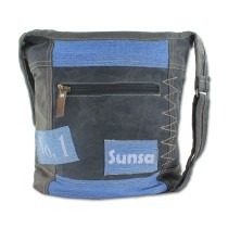 Sunsa Damen Canvas Schultertasche Jeans Umhängetasche blau Hobo schwarz OTA204S