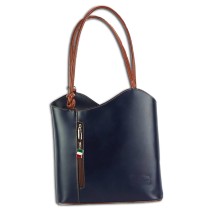 Florence 2in1 , Rucksack Rindsleder wandelbar blau braun OTF106M