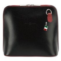 Florence Mini Umhängetasche Damen Handtasche echtes Leder schwarz rot OTF109S