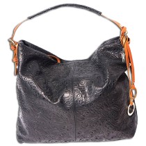 Florence florale Echtleder Hobo Bag Damen schwarz braun Schultertasche OTF111S