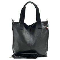 Florence Echtleder Umhängetasche Damen schwarz Shopper Schultertasche OTF161S