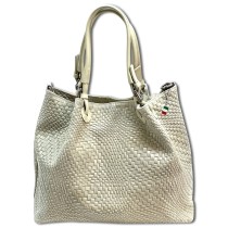 Florence Damen Handtasche Echtleder beige Flechtmuster OTF163I