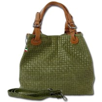 Florence Damen Handtasche Echtleder olivgrün Flechtmuster OTF164G