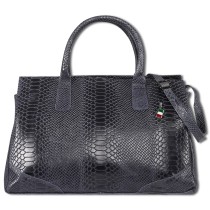 Florence Damen Henkeltasche Echtleder Tote Bag blau Schlangenprägung OTF172B6