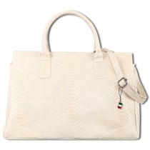Florence Damen Henkeltasche Echtleder Tote Bag beige Schlangenprägung OTF172I1