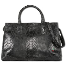 Florence Damen Henkeltasche Echtleder Tote Bag schwarz Schlangenprägung OTF172S1