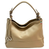Florence Damen Schultertasche Hobo Bag Leder Tasche dunkelbeige/taupe OTF176I5