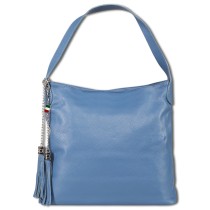 Florence Damen Schultertasche Hobo Bag Leder Tasche jeansblau OTF180M6