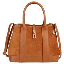Florence Damen Leder Schultertasche Wildleder Tasche tan hellbraun OTF186C5