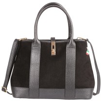 Florence Damen Leder Schultertasche Wildleder Tasche schwarz OTF186S1