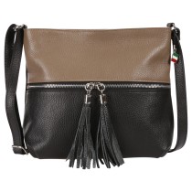 Florence Damen Umhängetasche Leder Tasche taupe/schwarz OTF195SI