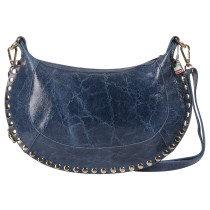 Florence Damen Satteltasche Nieten Echtleder blau OTF196B4