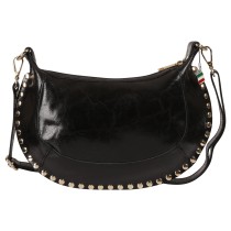 Florence Damen Satteltasche Nieten Echtleder schwarz OTF196S1