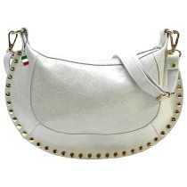 Florence Damen Satteltasche Nieten Echtleder weiß OTF196W1