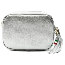 Florence Umhängetasche Damen Tasche Echtleder silber metallic OTF811J