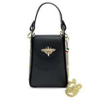 Florence Umhängetasche Biene Damen Handtasche Echtleder schwarz OTF813S