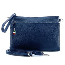 Florence Umhängetasche Damen Handgelenktasche Tasche Echtleder blau OTF816B