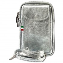 Florence Damen Mini-Handtasche echtes Leder Tasche silber metallic OTF827J