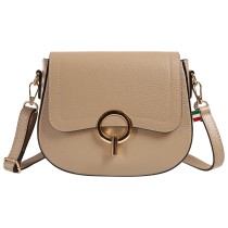 Florence Damen Umhängetasche Satteltasche Leder taupe beige OTF843I3