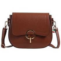 Florence Damen Umhängetasche Satteltasche Leder braun OTF843N5
