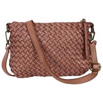 Florence Damen Umhängetasche geflochtenes Leder Tasche altrosa OTF859A5