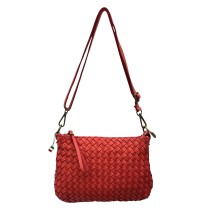 Florence Damen Umhängetasche geflochtenes Leder Tasche rot OTF859R3