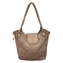 Florence Damen Schultertasche geflochtene Echtleder Tasche altrosa OTF862A5