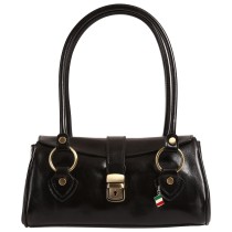 Florence Damen Schultertasche Leder Tasche schwarz OTF881S1