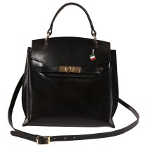 Florence Damen Handtasche Leder Tasche schwarz OTF884S1