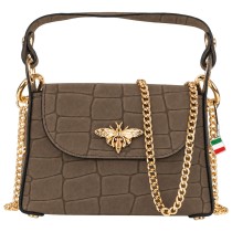 Florence Biene Damen Handtasche Wildleder taupe/dunkelbeige OTF887I5